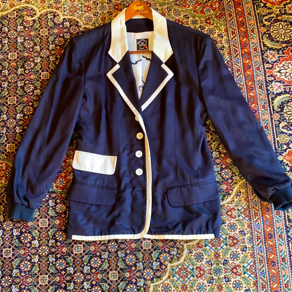 NOIR C’EST NOIR - Vintage women’s suit jacket - Black with white trim - France